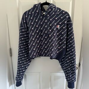Champion Logo Cropped Hoodie